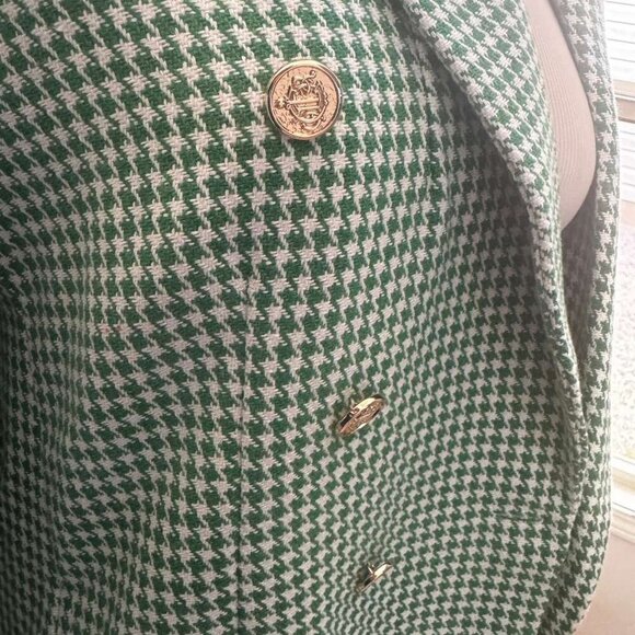 NWOT ENTRO Green Houndstooth Blazer Womens XL - Picture 4 of 9